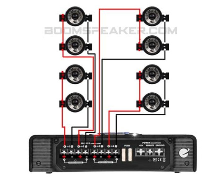 Can you hook up 8 speakers to a 4 channel amp?