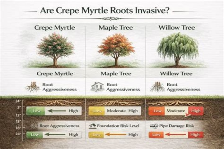 Do crepe myrtles have invasive root systems?