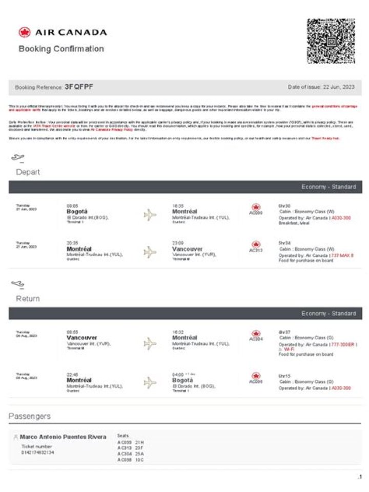 Does Air Canada require PCR test?