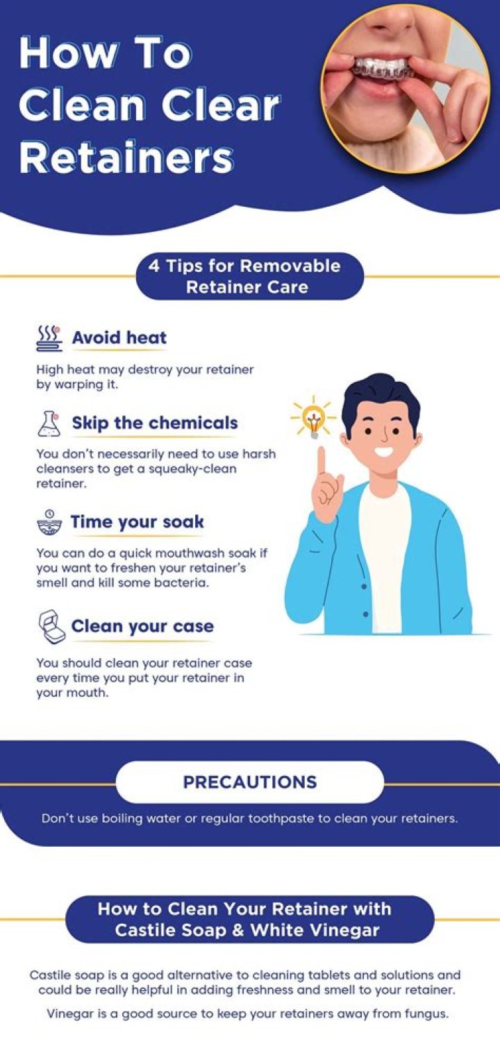 How do you clean clear plastic retainers?