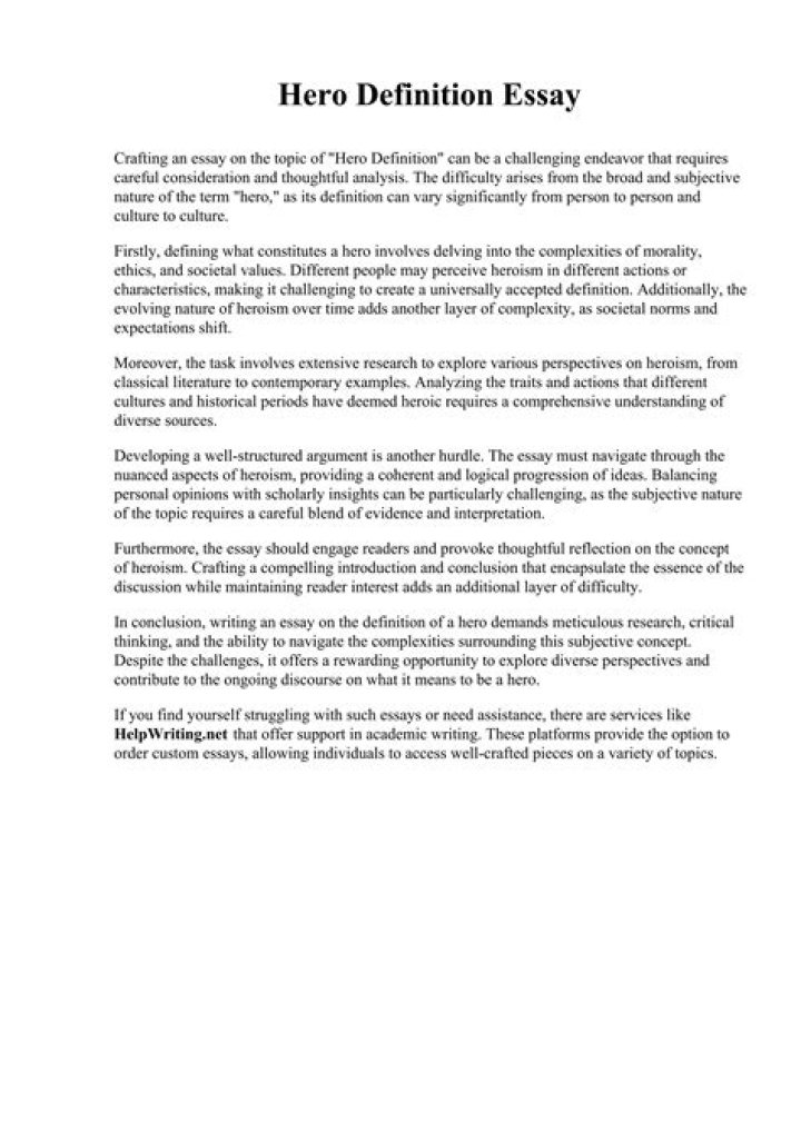 How do you define heroism essay?