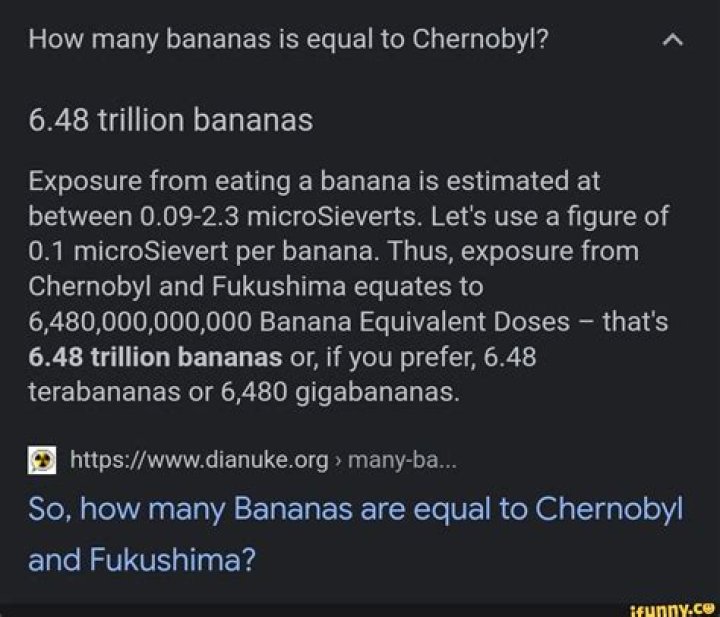 How many bananas is equal to Chernobyl?
