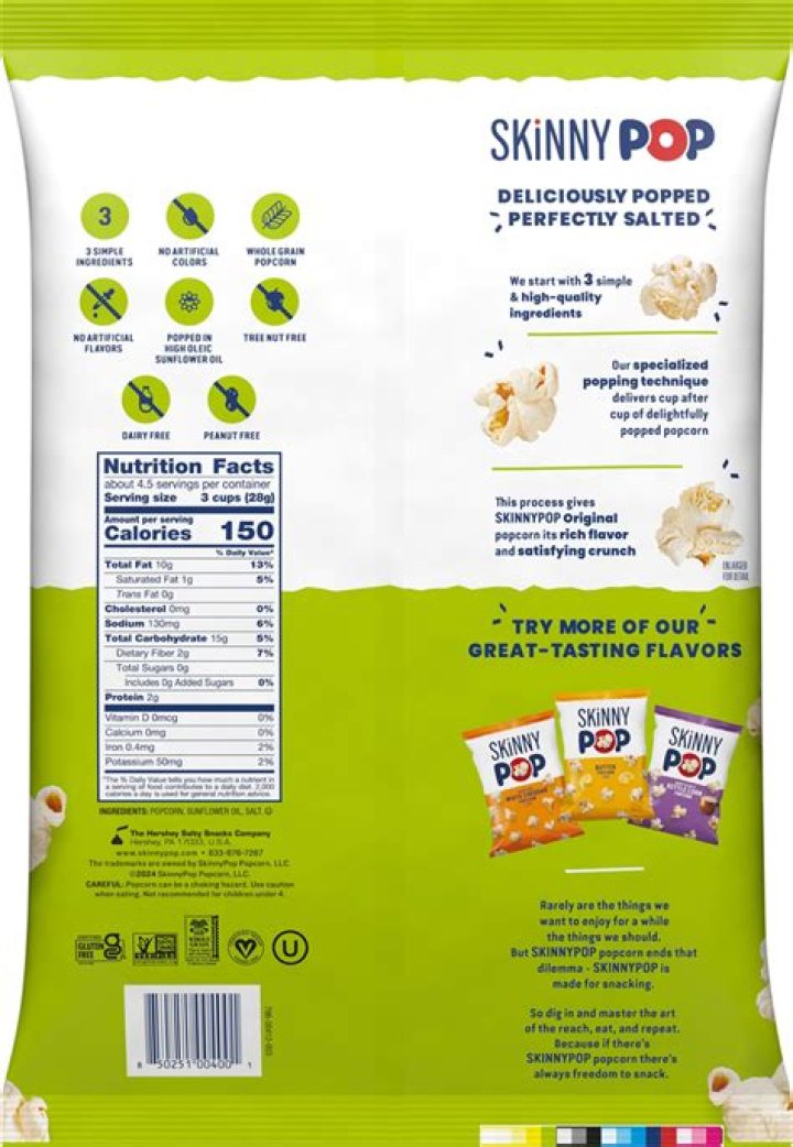 How many calories are in 1 cup of SkinnyPop popcorn?