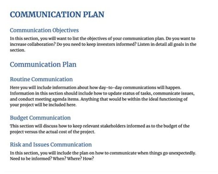 How many objectives should a communications plan have?