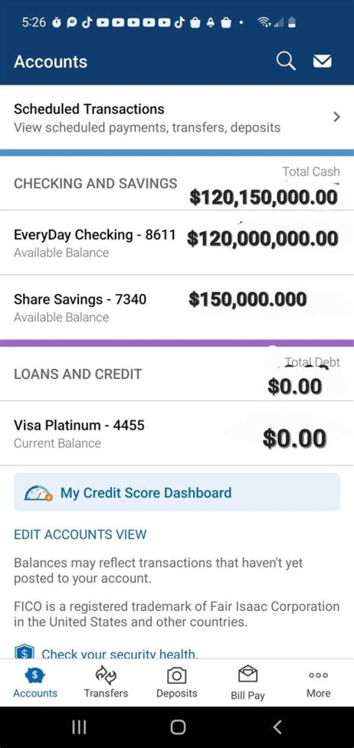 How much can a bank account hold?