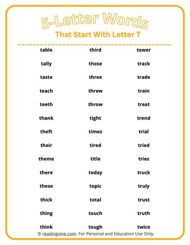 What are 4 letter words that start with T?