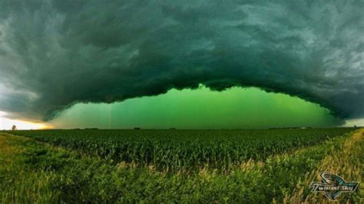 What color is the sky when a tornado is coming?