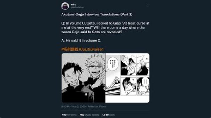 What did Gojo say to Geto?