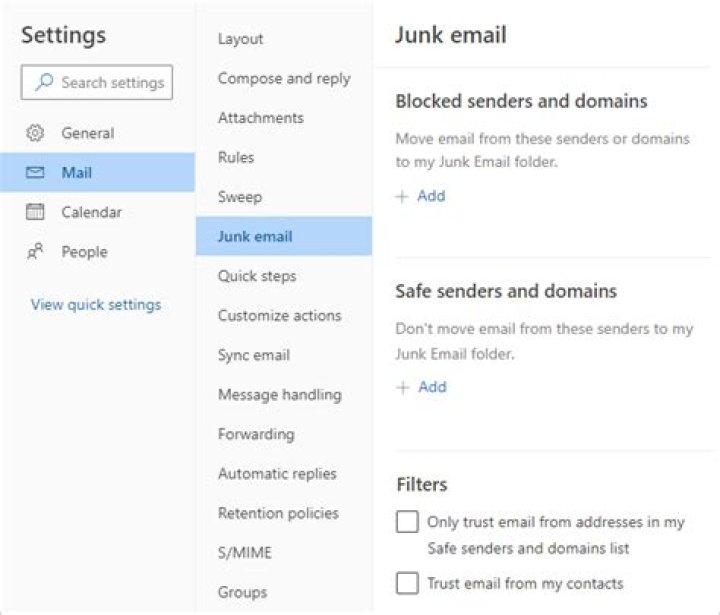 What does moving an email to junk do?