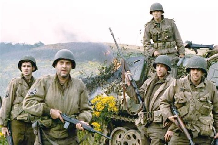 What does the German say when he stabs in Saving Private Ryan?