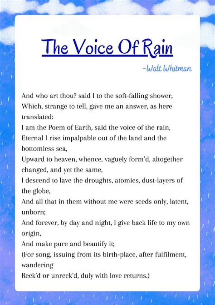 What important lesson of life can you learn from the poem The Voice of the Rain '?