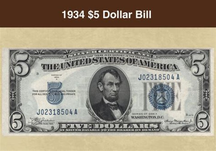 What is a 1934 Blue Seal $5 bill worth?