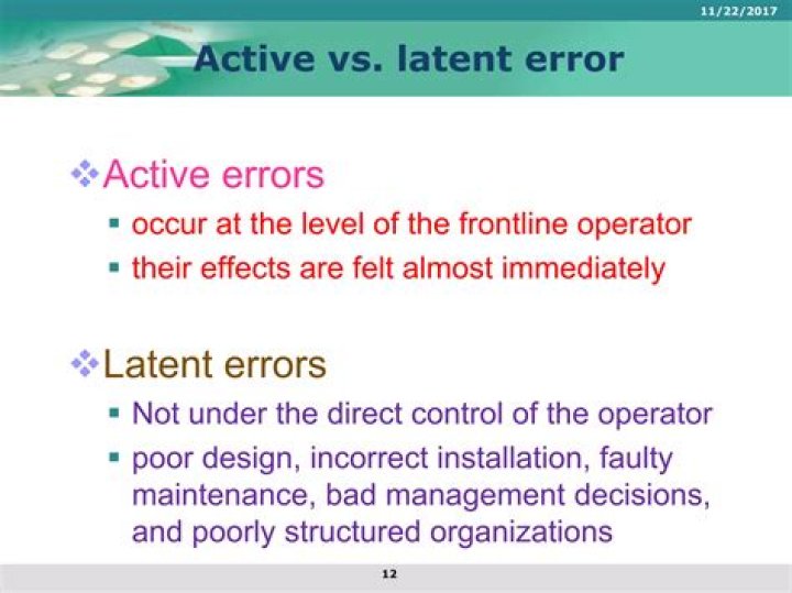 What is active error vs latent error?