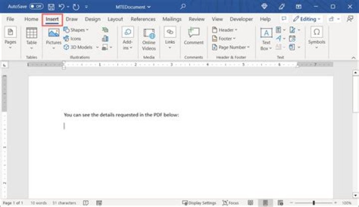 What is insert mode in Microsoft Word?