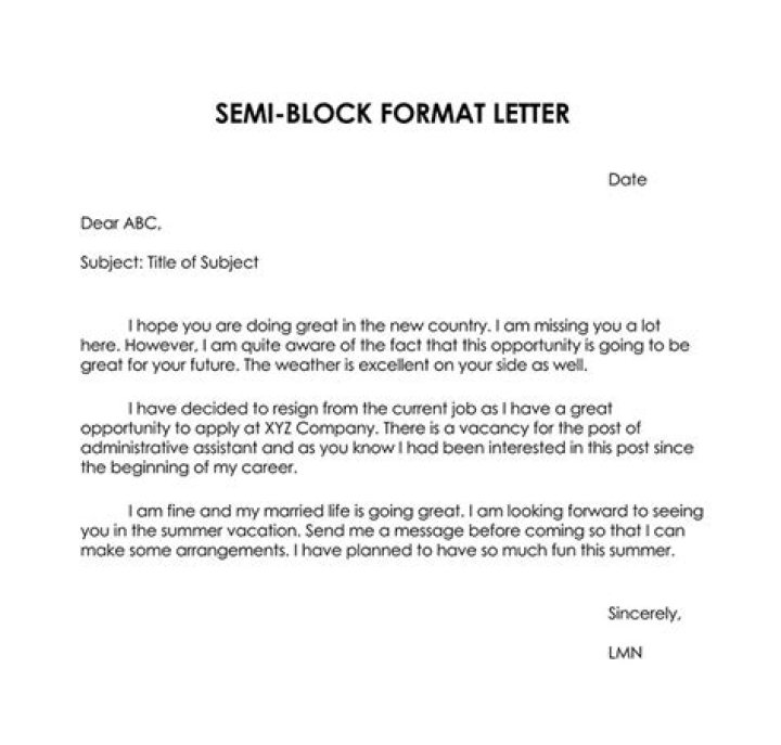 What is semi formal letter?