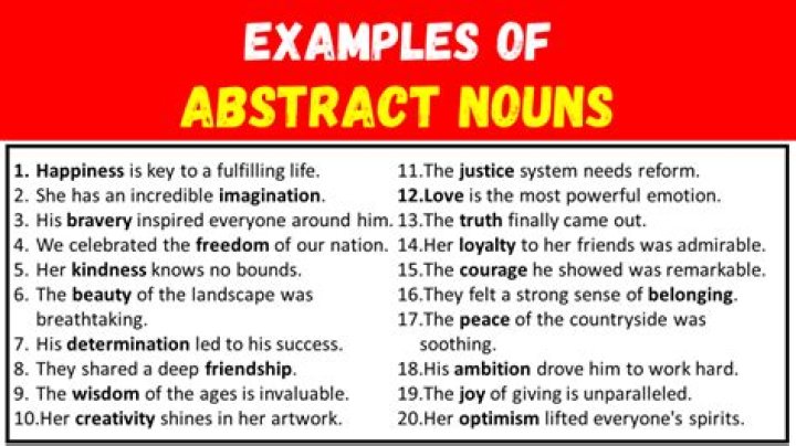 What is the meaning of abstract noun and examples?