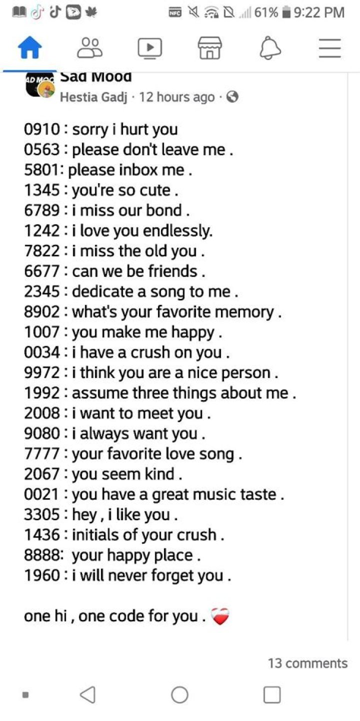 What's a code word for I love You?