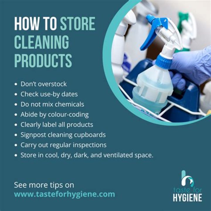 Where should cleaning supplies be stored quizlet?