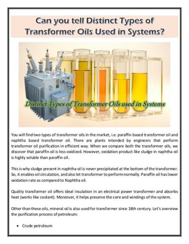Which oil is used in transformer?