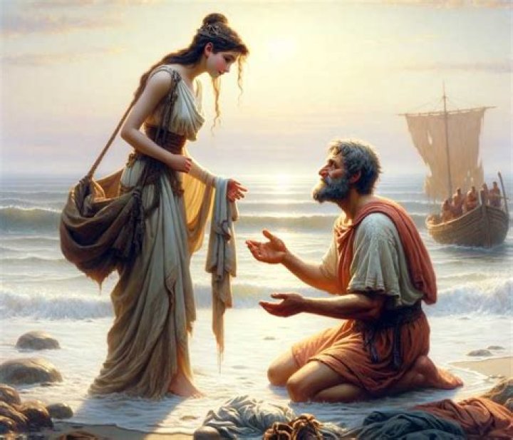 Who is the first person Odysseus meets when he finally arrives back in Ithaca?