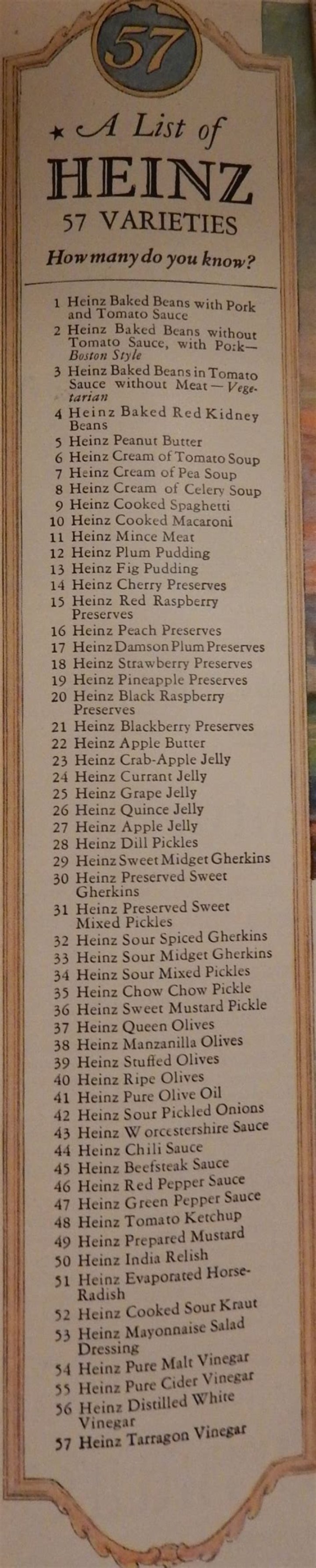 Why are there 57 varieties of Heinz?
