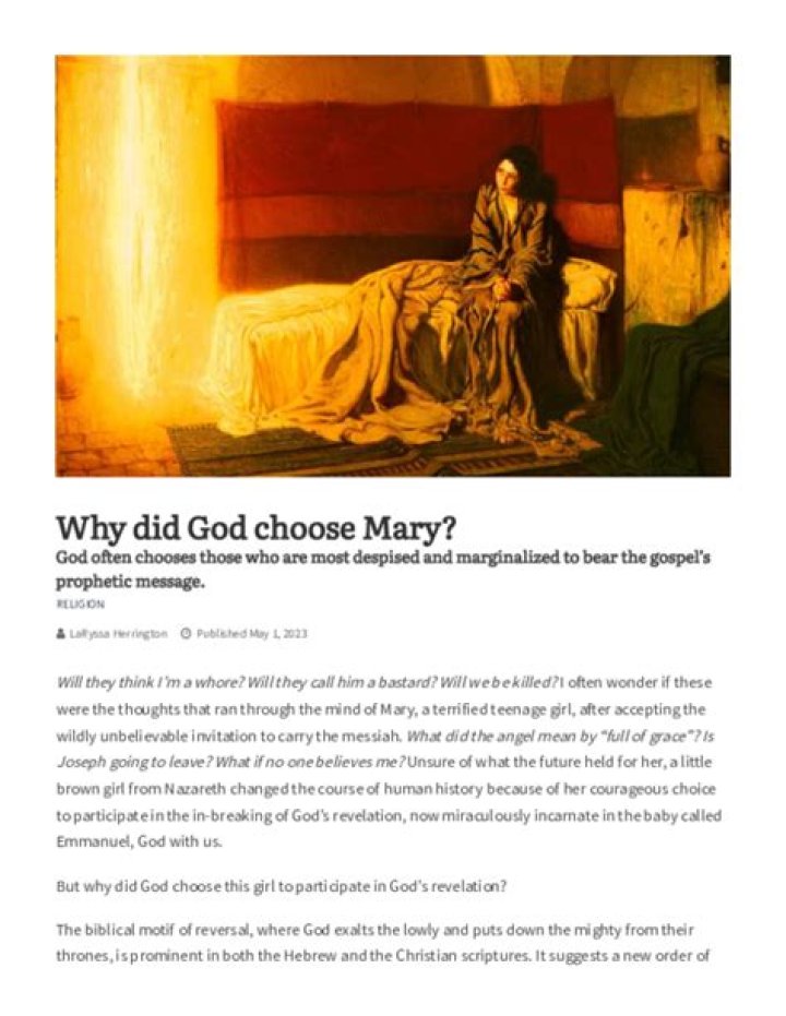 Why did God choose Mary?