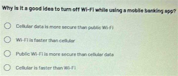 Why is it a good idea to turn off Wi-Fi while using a mobile banking app?